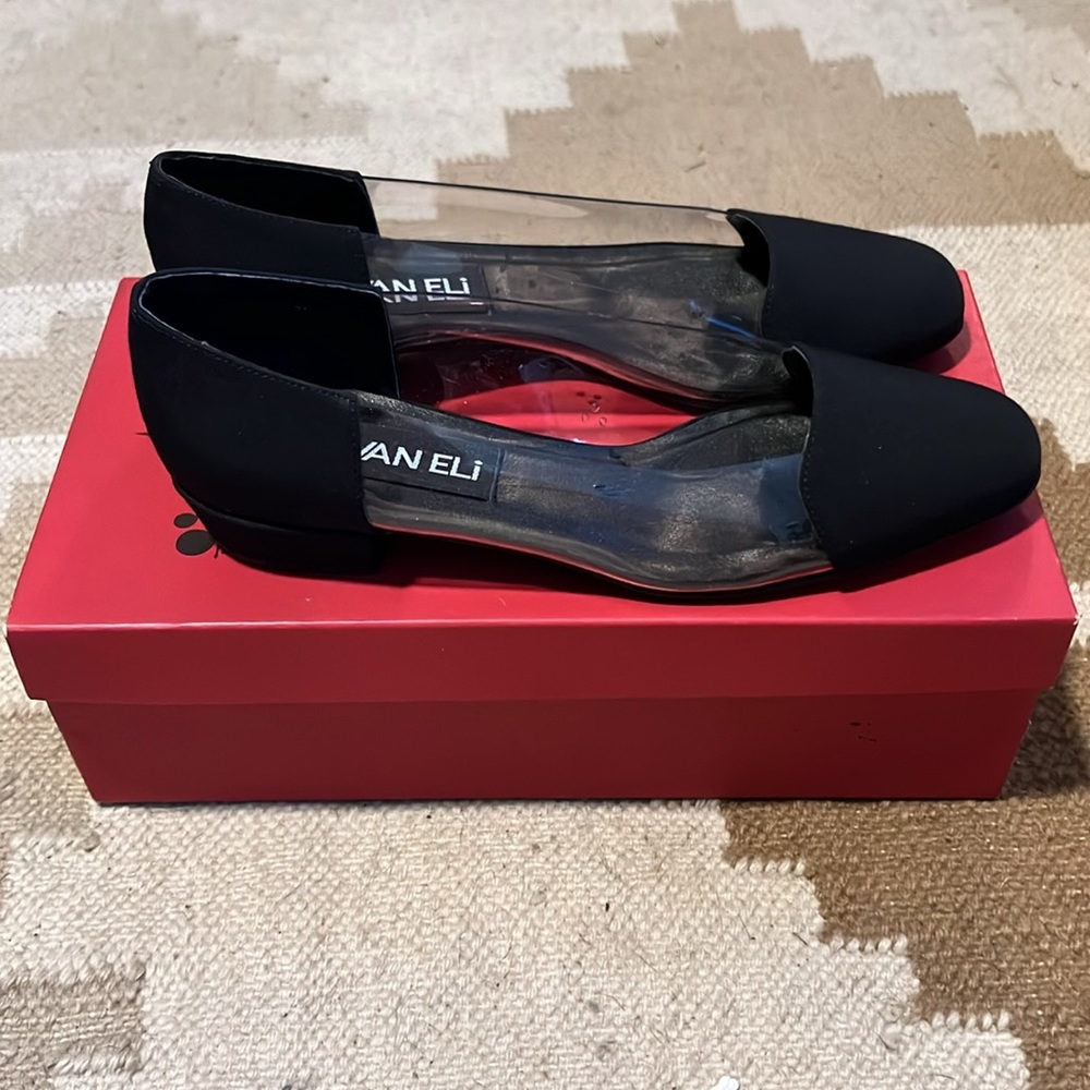 Vaneli New in Box Suede and Clear Plastic Flats